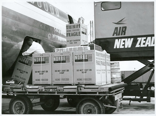 New Zealand home-made freezer units being air freighted to Australia from Auckland Airport